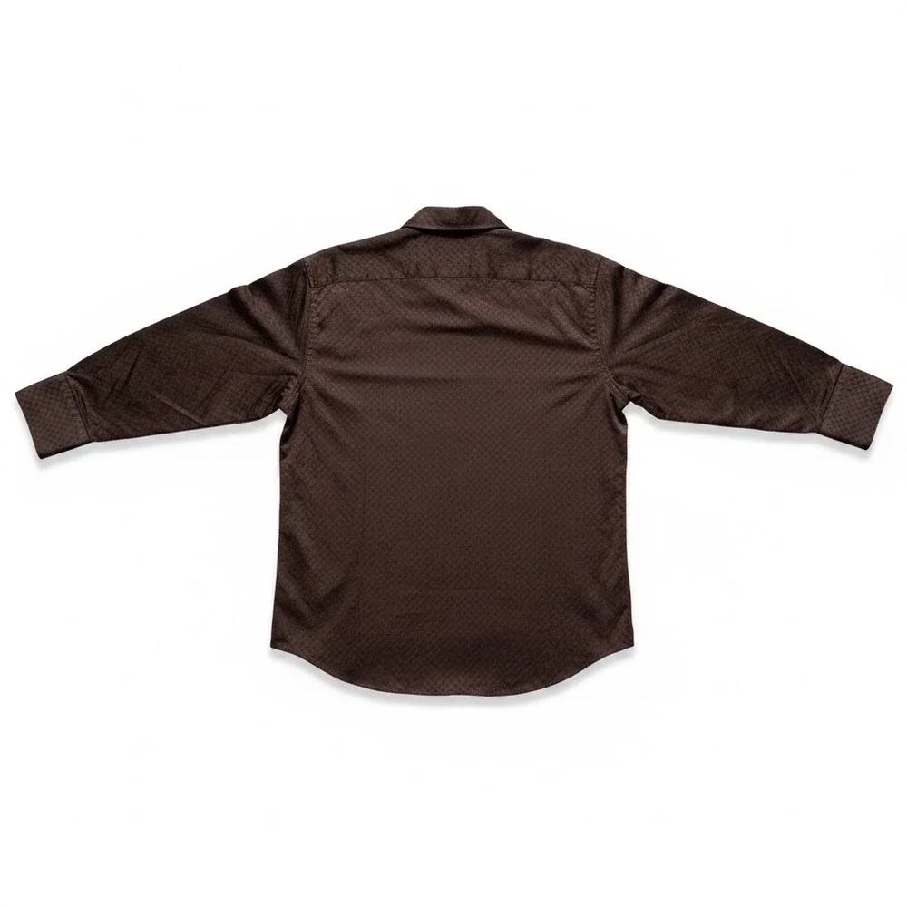 Banana Republic Textured Button Down Shirt Brown Small Geometric Long Sleeve